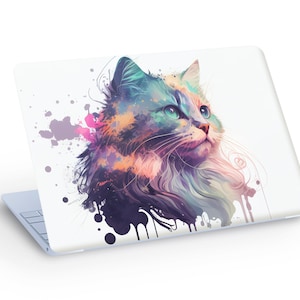 CAT LAPTOP SKIN Decal Sticker, Cat On White Background Laptop Skin Decal - Custom Size