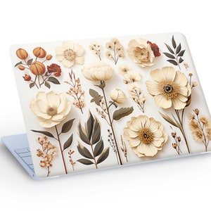 Vinilo para portátil con diseño de flores silvestres de invierno, vinilo para MacBook, vinilo para portátil con diseño único de flores silvestres, tamaño personalizado