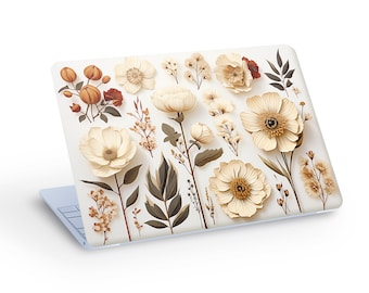 Winter Clipart Wild Flowers Laptop Skin, Macbook Skin, Wild Flowers Unique Design Laptop Skin Decal Sticker  - Custom Size