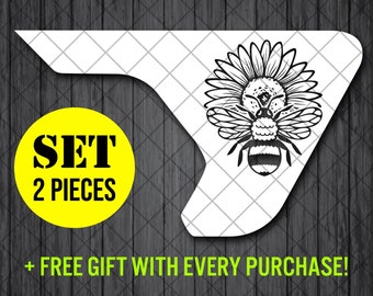 サンフラワー ビー フェンダーベント ビニール デカール ステッカー、JL / JLU / JT ビー サンフラワー フェンダーベント デカール セット、ペア デカール