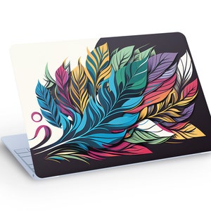 Sticker autocollant abstrait coloré pour ordinateur portable, feuilles, plantes abstraites colorées, sticker pour ordinateur portable - dimension personnalisée