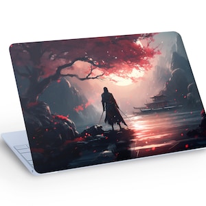 SAMURAI LAPTOP SKIN Decal Sticker, Samurai Warrior Macbook Skin, Samurai with Swords Laptop Skin Decal - Custom Size