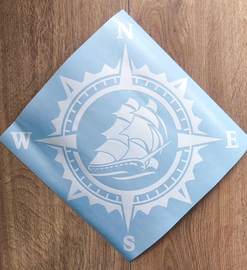 Compass Sailing Racing Sticker Ship Compass Vinyl Decal Sticker, Compass Rose, Ship Captain Decal ...