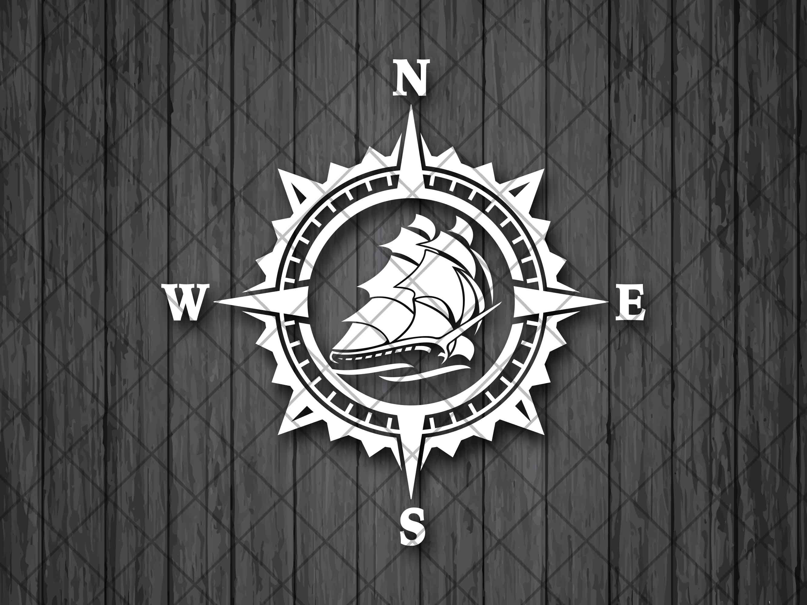 Ship Compass Vinyl Decal Sticker Compass Rose Ship Captain Etsy