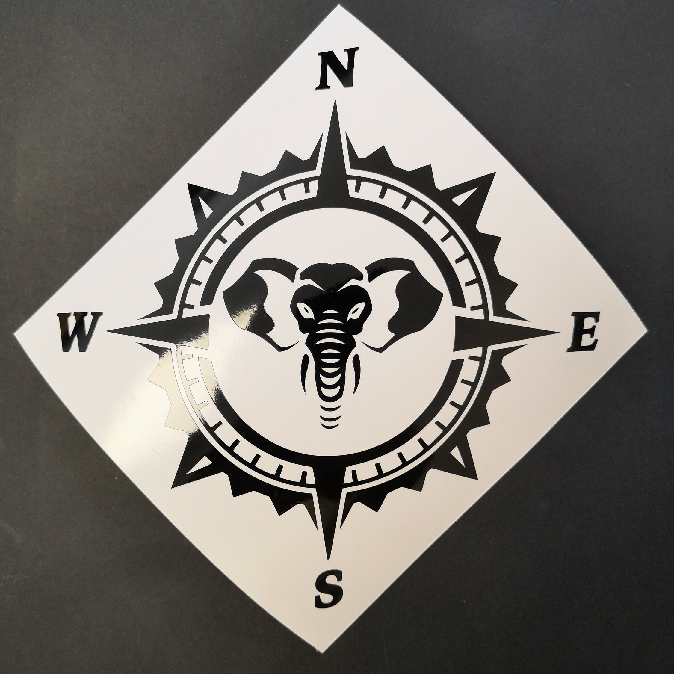 ELEPHANT Compass Vinyl Decal Sticker, Nature Decal, Compass Rose Decal ...