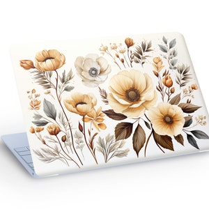 Clipart Wild Flowers Laptop Skin, Macbook Skin, Winter Wild Flowers Unique Design Laptop Skin Decal Sticker  - Custom Size