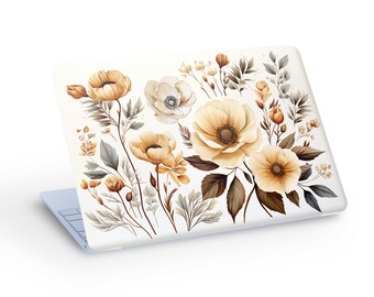 Clipart Wild Flowers Laptop Skin, Macbook Skin, Winter Wild Flowers Unique Design Laptop Skin Decal Sticker  - Custom Size