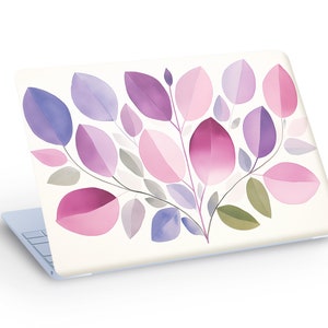 Botanical Flowers LEAVES LAPTOP SKIN Decal Sticker, Macbook Skin, Watercolor Leaves Flowers Laptop Skin Decal Universal Fit - Custom Size