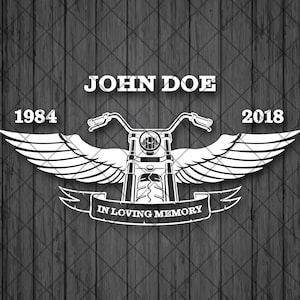 In Loving Memory Motorcycle Wings Vinyl Decal Sticker, Window Decal, Car Truck Decal, Biker Decal - Personalized Custom Color and Size