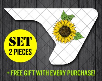 ひまわりフェンダーベントデカールステッカー JL/JLU/JT、ひまわりオンホワイトフェンダーベントデカールステッカー、ひまわりフェンダーベントデカール、ベントペアデカール