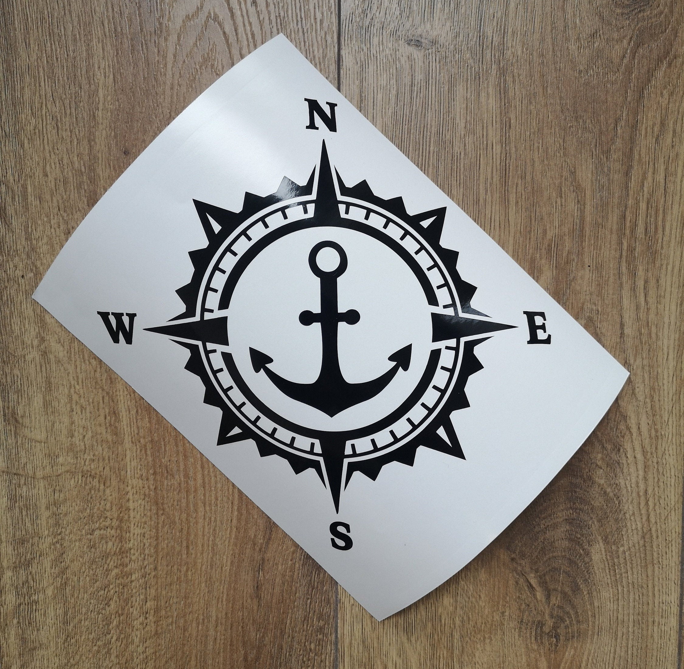 Anchor Compass Vinyl Decal Sticker Compass Rose Ship Captain Etsy UK