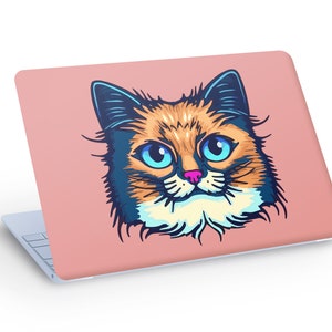 Cute CAT LAPTOP SKIN Decal Sticker, Colorful Cat Laptop Skin Decal - Custom Size