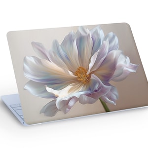 White FLOWER LAPTOP SKIN Decal Sticker, Macbook Skin, Close-up Flower Laptop Skin Decal - Custom Size