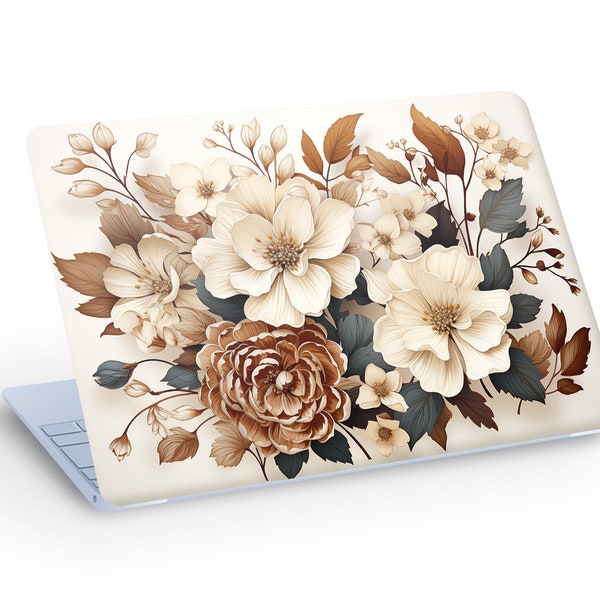 Winter Wild Flowers Laptop Skin, Macbook Skin, Wild Flowers Unique Design Laptop Skin Decal Sticker  - Custom Size