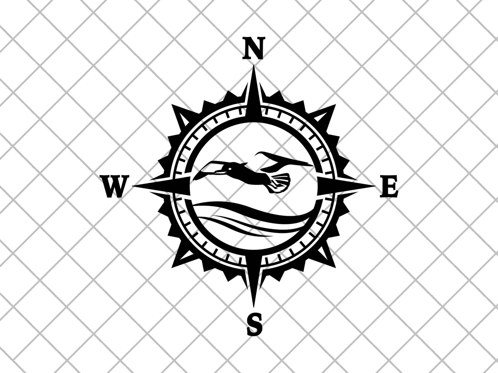 Seagull Compass Vinyl Decal Sticker Compass Rose Mountain Etsy