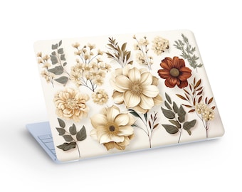 Winter Clipart Wild Flowers Laptop Skin, Macbook Skin, Winter Wild Flowers Unique Design Laptop Skin Decal Sticker  - Custom Size