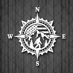 BIGFOOT USA Compass Vinyl Decal Sticker, Compass Rose, Bigfoot Decal, SASQUATCH Decal, Truck Decal, Laptop Stickers, Decals for off-road