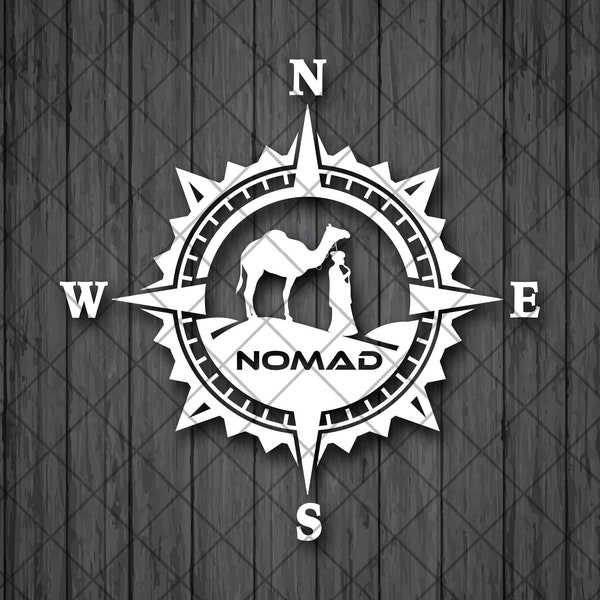 NOMAD Compass Vinyl Decal Sticker, Compass Rose Decal, SAHARA Desert Camel Decal, NOMAD Sticker, Car Decal, Decal for Adventure Vehicles