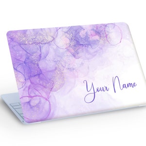 Aangepaste naam paarse MARMEREN inkt LAPTOP SKIN sticker sticker, aangepaste tekst paarse lavendel inkt marmer laptop skin sticker - aangepast formaat