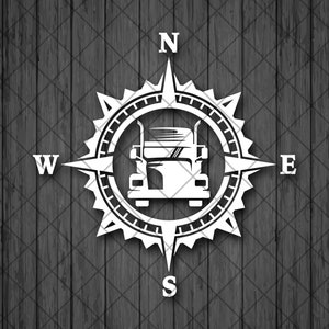 TRUCK Kompas Vinyl Sticker, Kompas Rose, Truck Decal, Truck Driver Sticker, Decal voor populaire Amerikaanse 4x4 voertuigen, Laptop Sticker