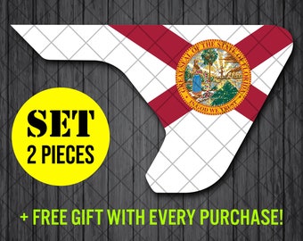 Florida State Fender Vent Vinyl Decal Sticker, JL / JLU / JT Fender Vent Decal Set, Florida Flag Printed Fender Pair Decals