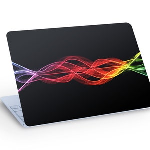 Adesivo decalcomania della pelle del computer portatile ondulato colorato, decalcomania della pelle del computer portatile con onde astratte colorate - dimensioni personalizzate