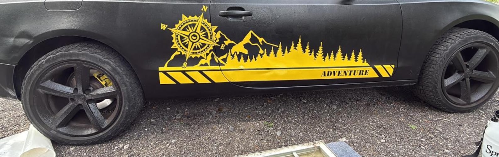 Treeline and Mountain With Compass ADVENTURE SUV Vinyl Decal Sticker ...