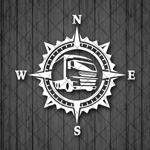 TRUCK Compass Vinyl Decal Sticker, Compass Rose, Truck Decalcom, Truck Driver Sticker, Laptop Stickers, Calcomanía para vehículos todoterreno populares