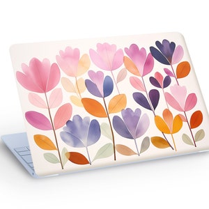 Painted Flowers LEAVES LAPTOP SKIN Decal Sticker, Macbook Skin, Watercolor Leaves Laptop Skin Decal Universal Fit - Custom Size