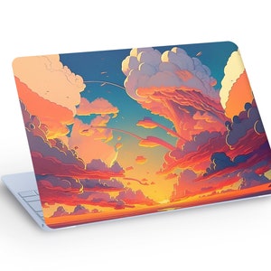 Vibrant SKY Clouds illustrazione LAPTOP SKIN Decal Sticker, Cloudy Sky Macbook Skin, Colorful Sky & Clouds Laptop Skin Decal - Dimensioni personalizzate