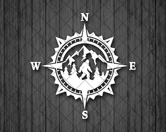 BIGFOOT Compass Vinyl Decal Sticker, Compass Rose, Bigfoot Decal, SASQUATCH Decal, Truck Decal, Laptop Stickers, Decals for off-road SUV&#39;s
