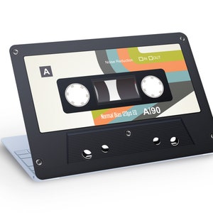 RETRO Musik Cassette Tape LAPTOP Haut Aufkleber Aufkleber, Old Shool Musik Cassette Tape Laptop Skin Aufkleber - benutzerdefinierte Größe