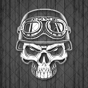 Mean Skull Biker Vinyl Decal Sticker, 4x4 Trucks Cars Vinyl Decal Sticker, Laptop decal, Top Quality Decal For Offroad Cars - Custom Color