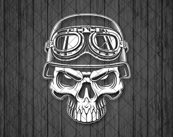 Mean Skull Biker Vinyl Decal Sticker, 4x4 Trucks Cars Vinyl Decal Sticker, Laptop decal, Top Quality Decal For Offroad Cars - Custom Color