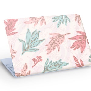 Autocollant de décalcomanie de peau d’ordinateur portable de feuilles, décalcomanie de peau d’ordinateur portable de plantes de feuilles abstraites - taille personnalisée