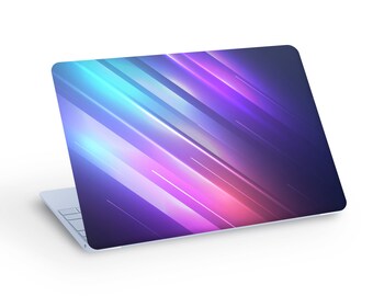 ABSTRACT Neon Glow Light Effect LAPTOP SKIN Decal Sticker, Blue Purple Neon Motion Light Laptop Skin Decal - Custom Size