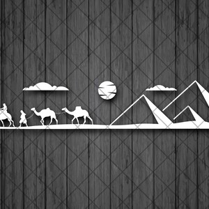 Egitto Grandi piramidi con Camel caravan SUV Vinyl Decal Sticker, Desert Landscape 4x4 Off Road Vinyl Decal Sticker, Sahara Desert Vehicle