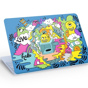 Sticker autocollant coloré pour ordinateur portable Crazy Monsters, Sticker pour ordinateur portable Crazy Monsters - Taille personnalisée