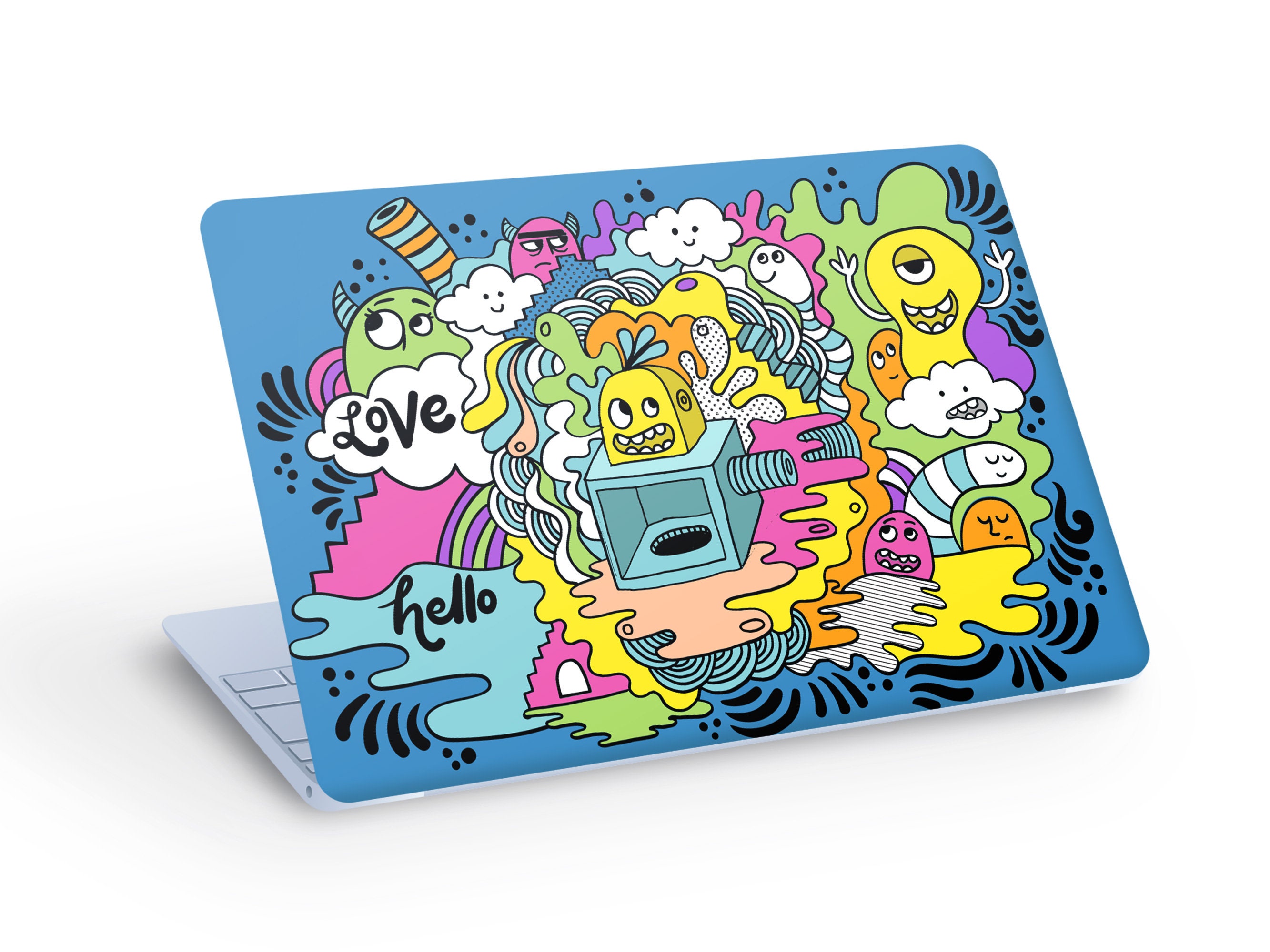Monster Computer Sticker COLORFUL Crazy Monsters LAPTOP SKIN Decal Sticker, Crazy Monster Laptop ...