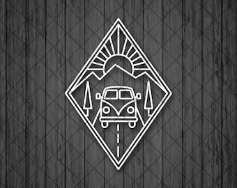VANLIFE Line Drawing Vinyl Decal Sticker, Van Life Decal, Truck Sticker, Camping Car Decal, Laptop Sticker, Water Bottle Decal, Camping Bus