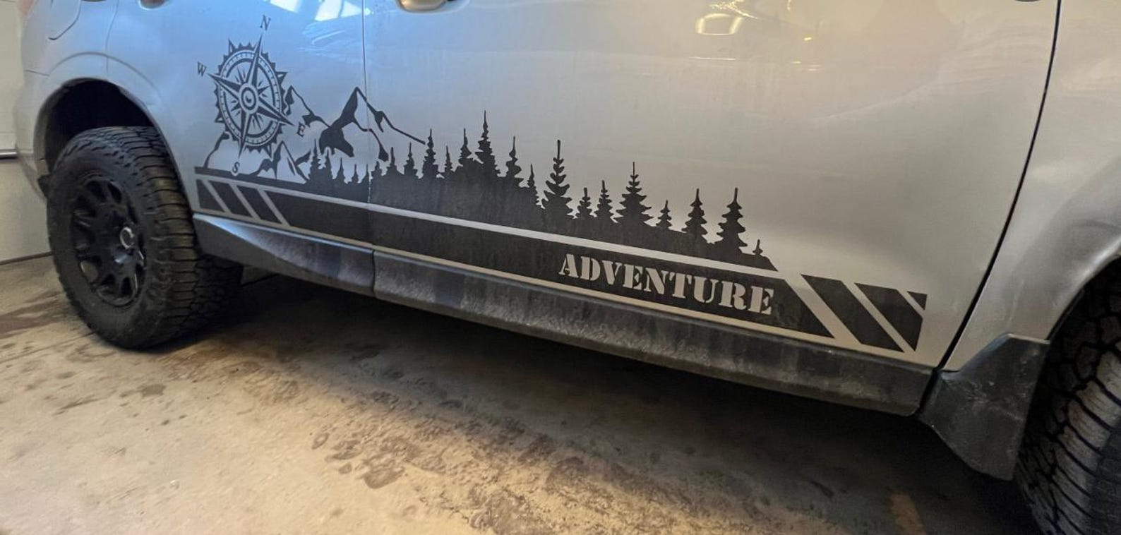 Treeline and Mountain With Compass ADVENTURE SUV Vinyl Decal Sticker ...
