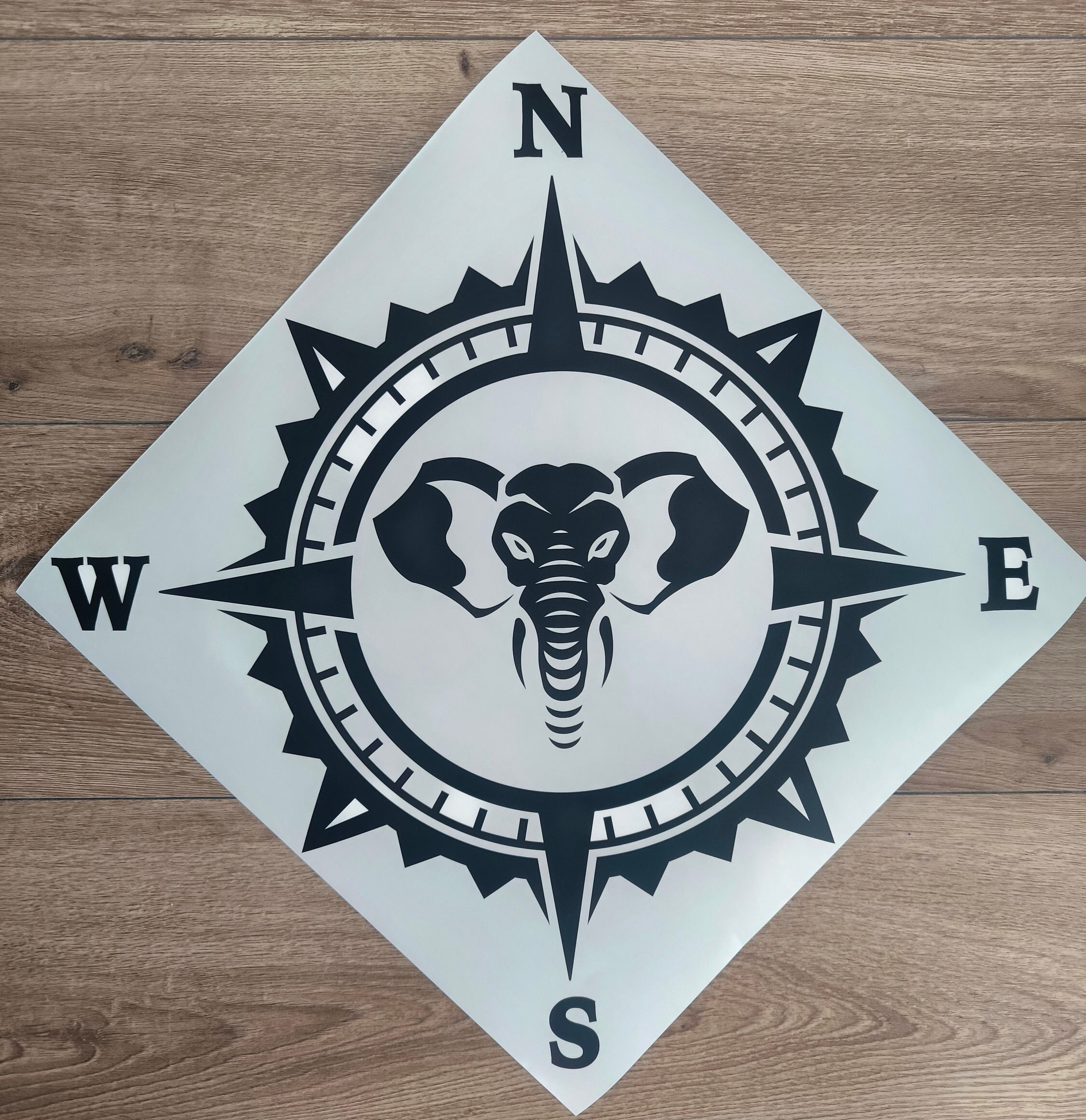 ELEPHANT Compass Vinyl Decal Sticker, Nature Decal, Compass Rose Decal ...