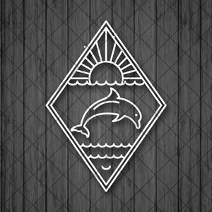 Sticker dauphin dessin au trait SUN OCEAN, Sticker voiture dauphin, Sticker dauphin, Sticker bouteille d'eau, Sticker pour ordinateur portable, Sticker dauphin