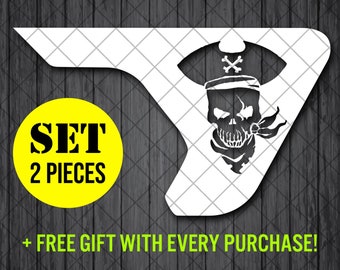 Pirate Skull Captain Fender Vent Vinyl Decal Sticker, JL / JLU / JT Skull Pirate Fender Vent Decal Set, Pair Decals