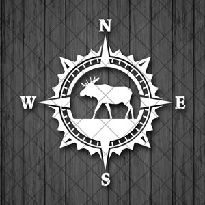 Moose Vinyl Decal Sticker, Nature Truck Decal, Compass Rose Decal, Laptop Sticker, Decal For Popular American Offroad vehicles