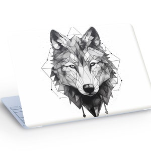 Line Art WOLF Head LAPTOP SKIN Decal Sticker, Wolf Head Laptop Skin Decal - Custom Size