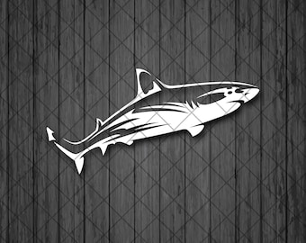 Shark Vinyl Decal Sticker Cars,  Fishing Decal, Shark Car Window decal, Laptops Decals, Decal for Adventure Vehicles - Custom Color and Size