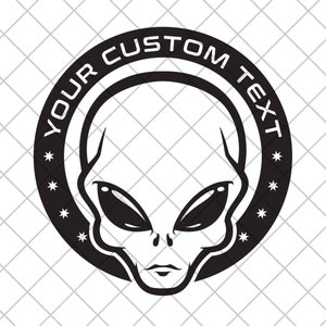 Custom Text ALIEN Vinyl Decal Sticker, UFO Car Decal, UFO Truck Sticker, Extraterrestrial Decal, Alien Laptop Decal, Alien Car Decal