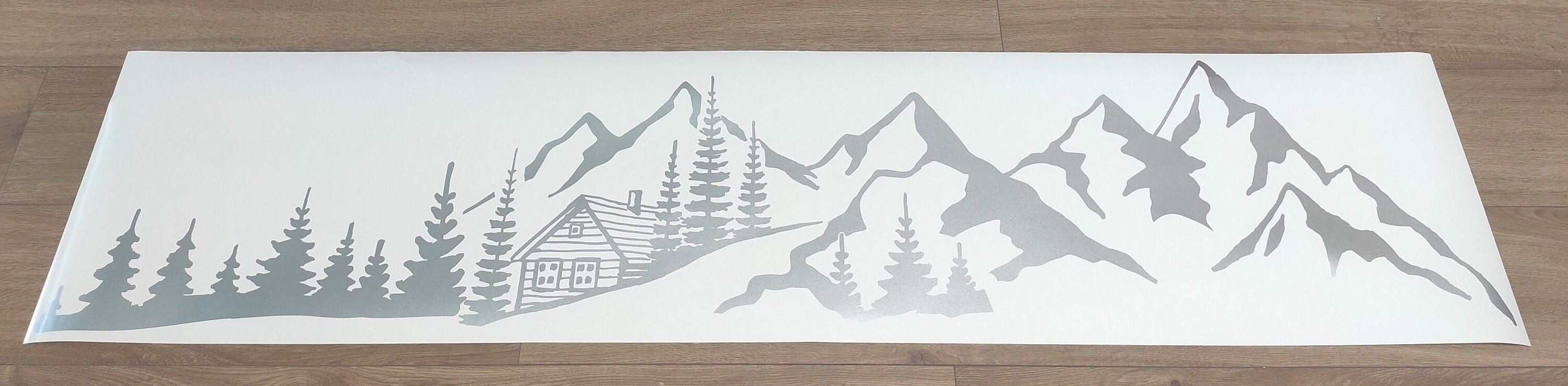 WOLF Mountain Treeline SUV Vinyl Decal Sticker, Mountain and Treeline ...