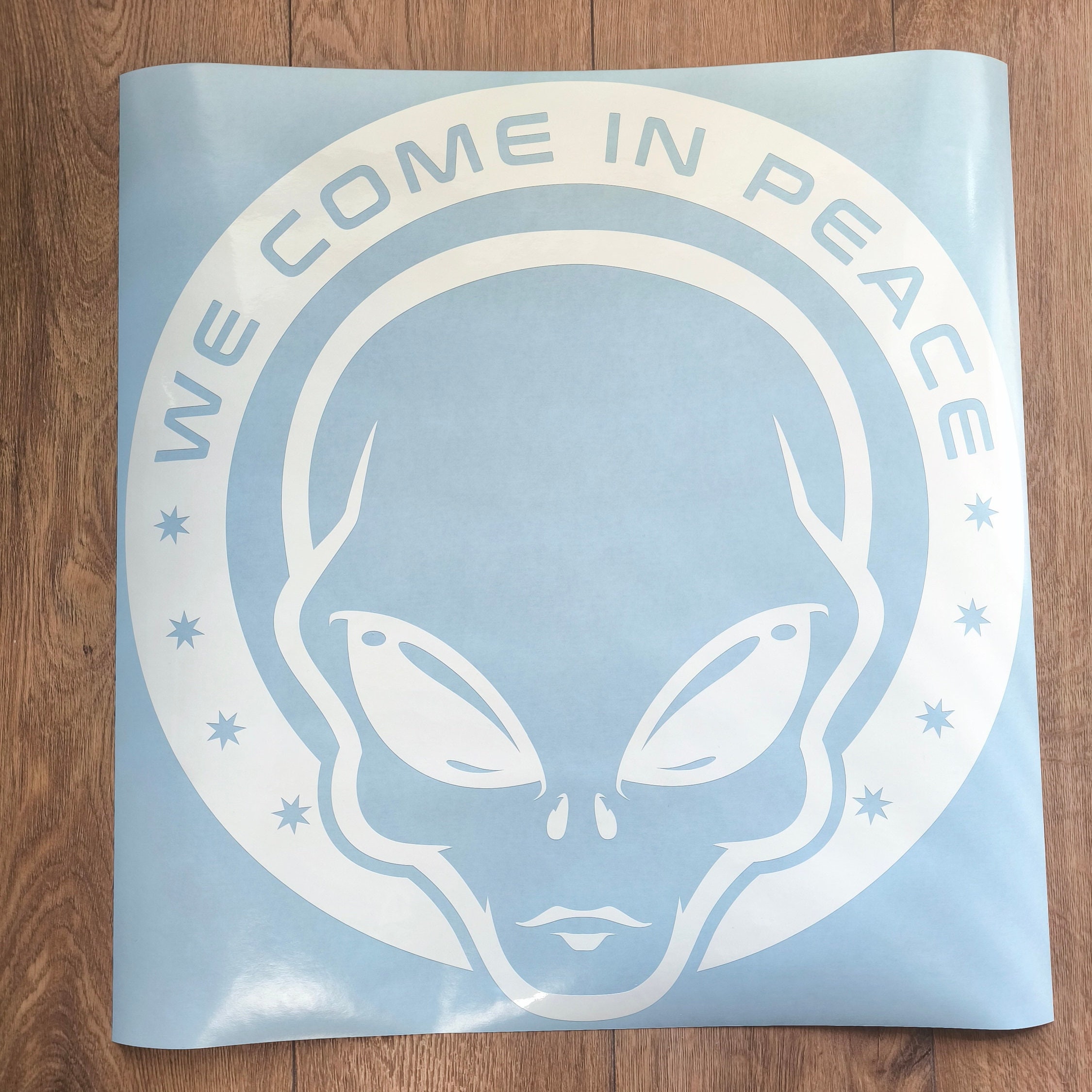 ALIEN We Come in Peace Vinyl Decal Sticker, UFO Car Decal, UFO Truck ...